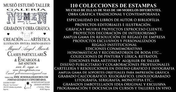       MUSEO  ESTUDIO TALLER GALERÍA NUMEN GRABADOS Y OBRA GRÁFICA ORIGINAL