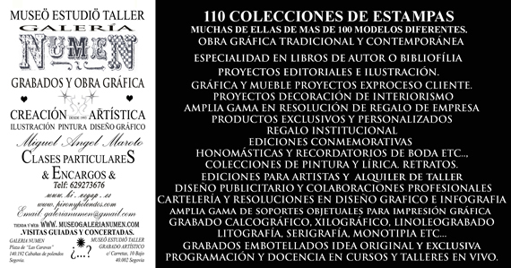        MUSEO  ESTUDIO TALLER GALERIA NUMEN GRABADOS Y OBRA GRAFICA